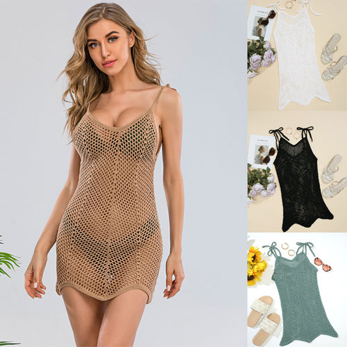 Damen Häkel-Strandkleid mit verstellbaren Trägern und dekorativem Netzdesign Echo Archiv