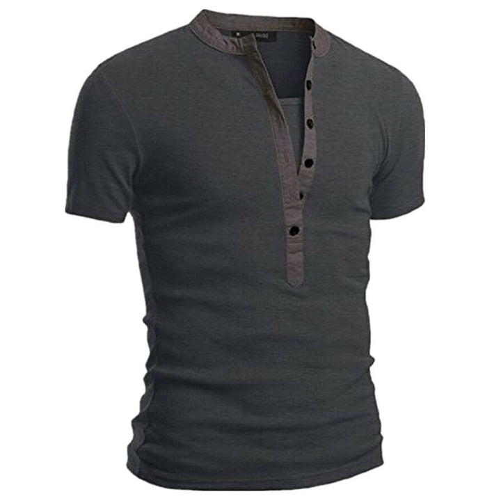 Herren Kurzarm Shirt mit modernen Knöpfen und gestepptem Kragen Echoarchiv