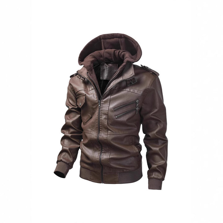 Herren Kunstlederjacke mit Kapuze Echo Archiv