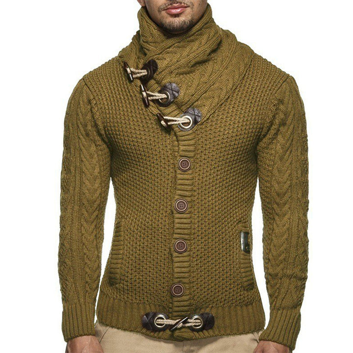 Herren Strickjacke mit kreativer Knopfleiste und hohem Kragen Echoarchiv