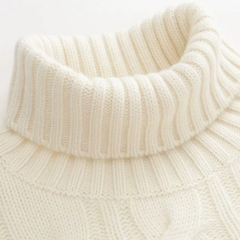 Damen Kurzgeschnittener Zopfmuster‑Turtleneckpullover mit kastiger Silhouette Echoarchiv