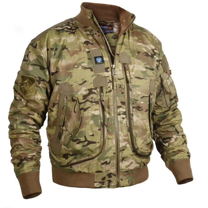 Herren nan Piloten-Bomberjacke im Utility-Stil mit Mehrfachtaschen, Ärmeltasche und geripptem Saum Echo Archiv