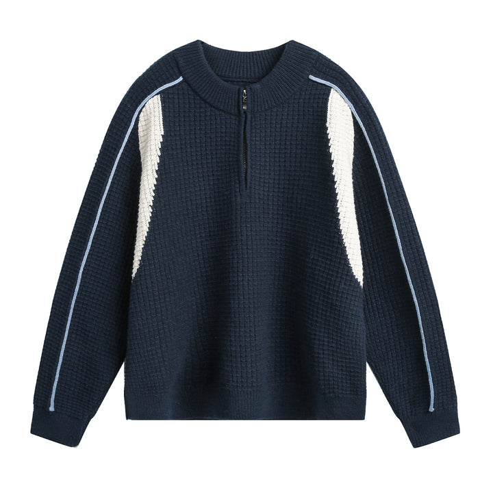 Herren Strukturierter Strickpullover mit halbem Reißverschluss Echo Archiv