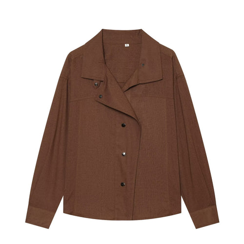 Damen Oversize Hemdblusen-Jacke mit Druckknopfblende und weiter Passform Echo Archiv
