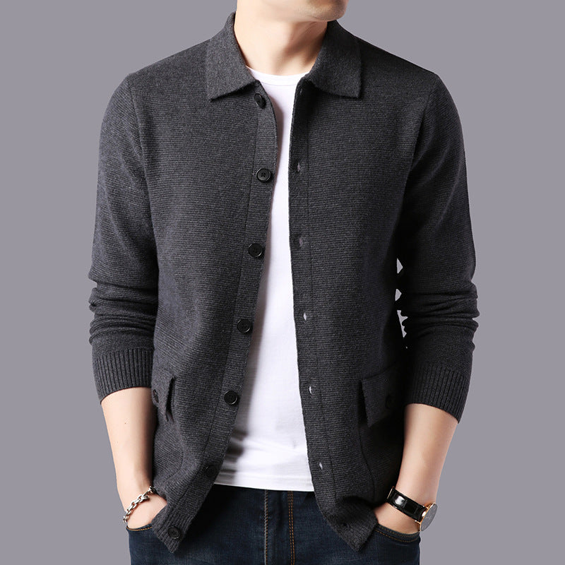 Herren lässiger Cardigan mit praktischen Taschen und Knopfverschluss Echoarchiv