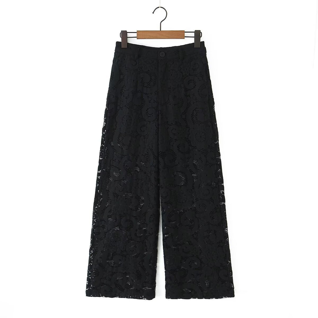 Damen Weite Spitzenhose mit hoher Taille und gefütterter Innenlage Echo Archiv