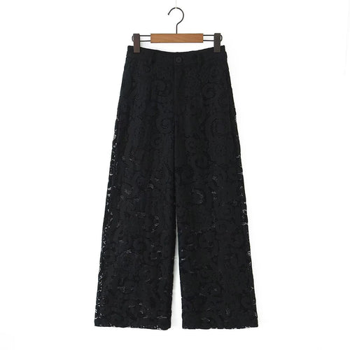 Damen Weite Spitzenhose mit hoher Taille und gefütterter Innenlage Echo Archiv