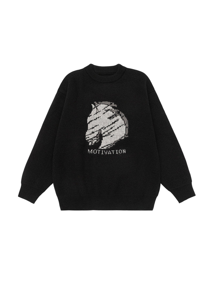 Damen Oversize-Strickpullover mit Intarsienmotiv und Rundhalsausschnitt Echo Archiv