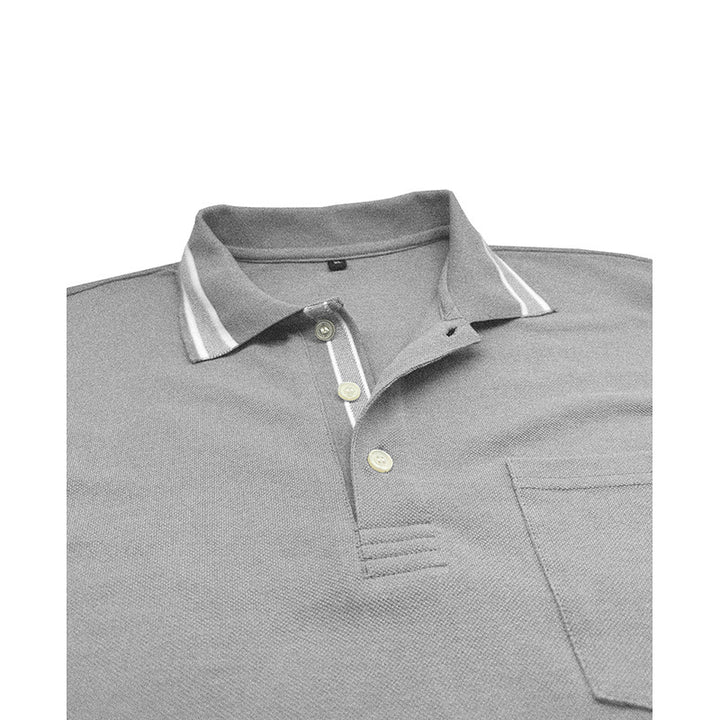 Herren Modisches Langarm-Polo mit Kontrastkragen Echoarchiv