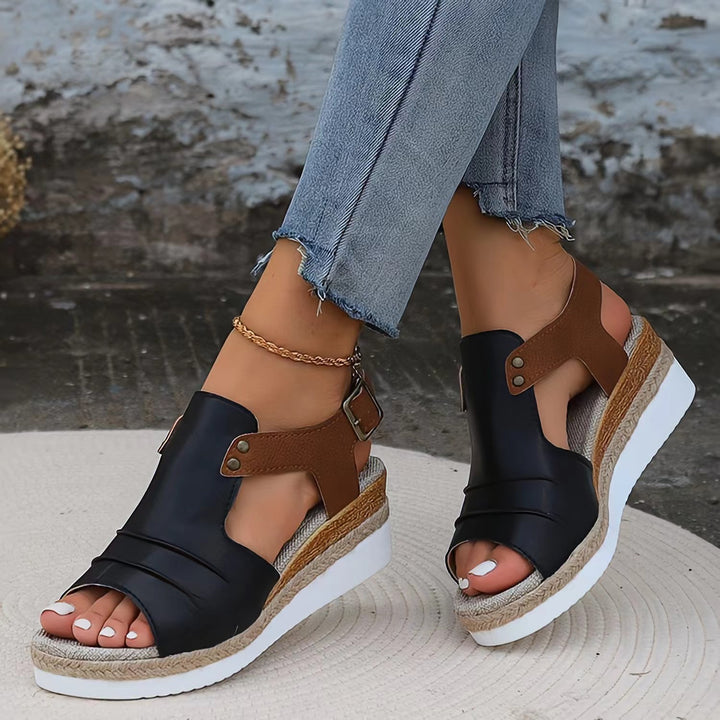 Damen nan Keilsandalette mit juteumwickeltem Espadrille-Plateau verstellbarem Fersenriemen und gepolstertem Komfortfußbett Echo Archiv