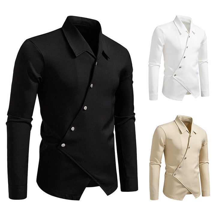Herren modisches Hemd mit asymmetrischem Knopfdesign und eleganter Passform Echoarchiv