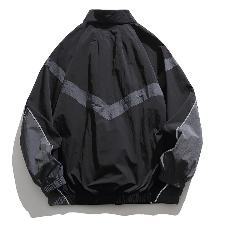 [Unisex] Oversize technische Wind- und Regenjacke mit Stehkragen, reflektierenden Paspeln und elastischem Saum Echo Archiv