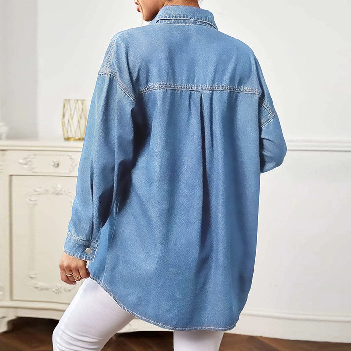 Damen Oversize-Denim-Hemdjacke mit Pattentaschen Echo Archiv