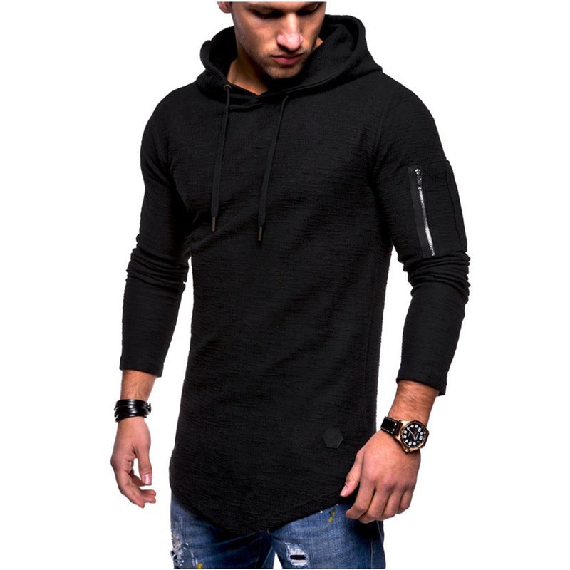 Herren Kapuzenpullover mit asymmetrischem Schnitt und Reißverschlusstasche Echoarchiv