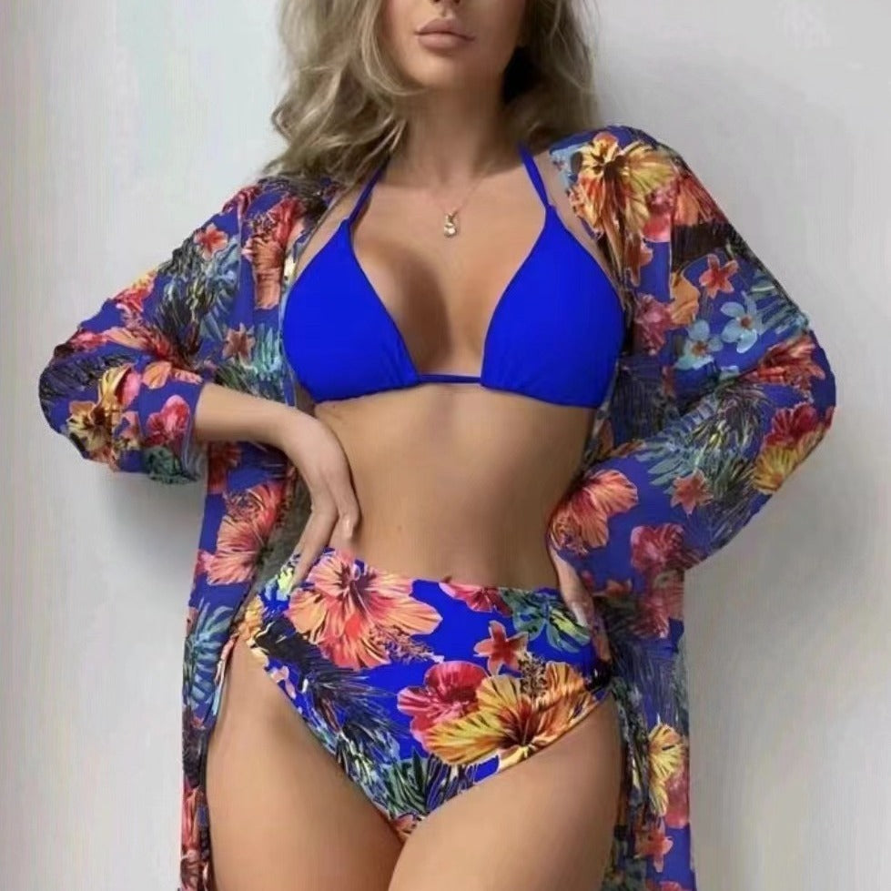 Damen Hochtaillierte Bikini-Set mit floralem Design Echo Archiv