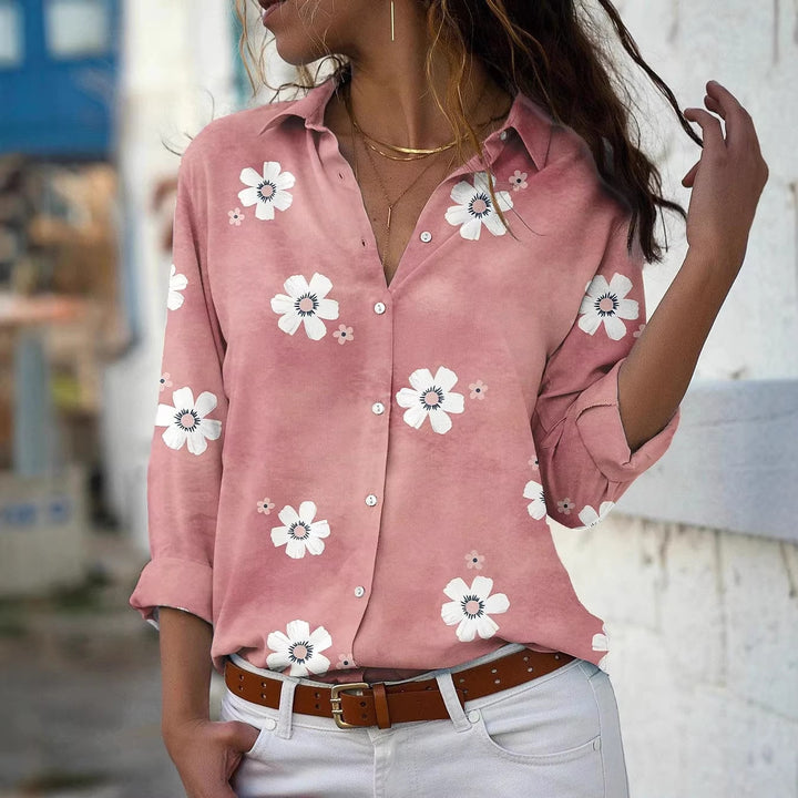 Damen Bluse mit Blumenmuster, Hemdkragen und lockerer Passform Echoarchiv