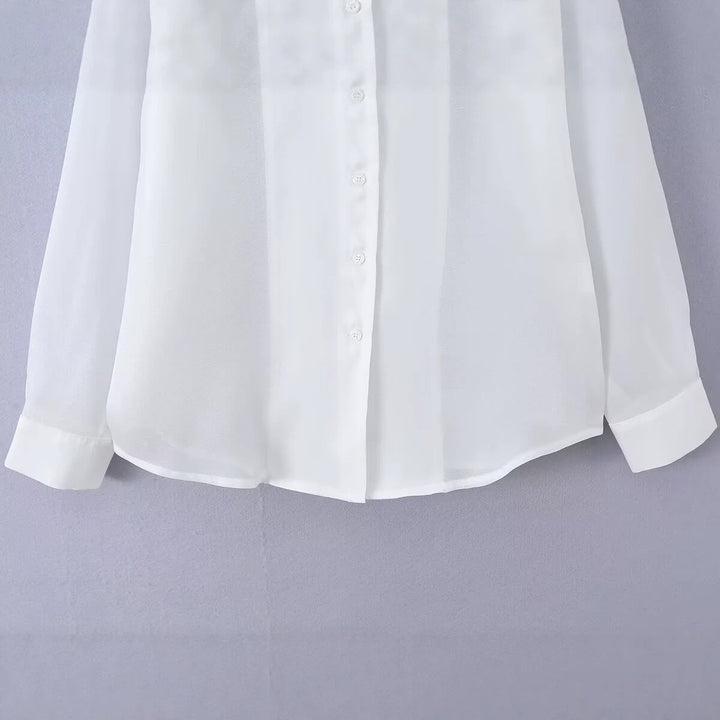 Damen Leichte Chiffon-Hemdbluse mit Oversize-Schnitt und Manschetten Echo Archiv