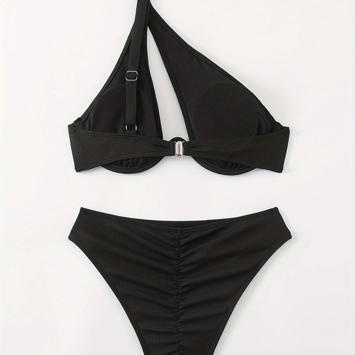 Damen Bikini-Set mit asymmetrischem Trägerdesign und unterstützendem Push-Up-Oberteil Echo Archiv