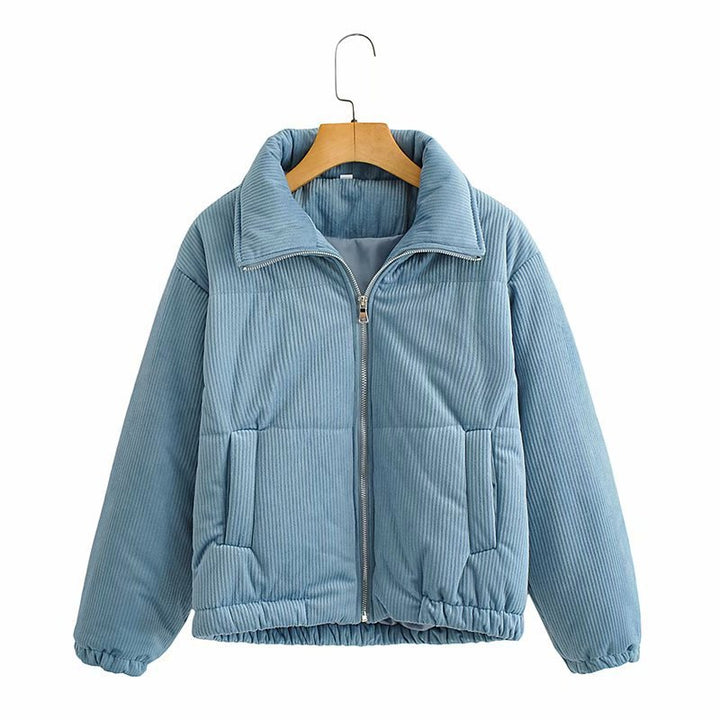 Damen Gepolsterte Cord-Steppjacke mit Stehkragen und elastischem Saum Echo Archiv