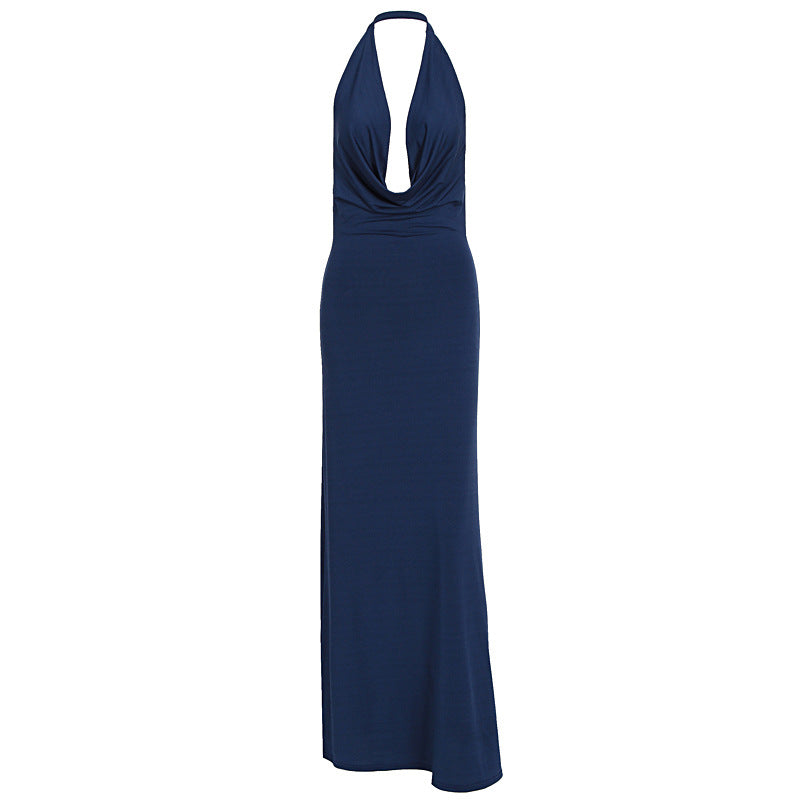 Damen elegantes Maxikleid mit einzigartigem Halterhalsschnitt Echo Archiv