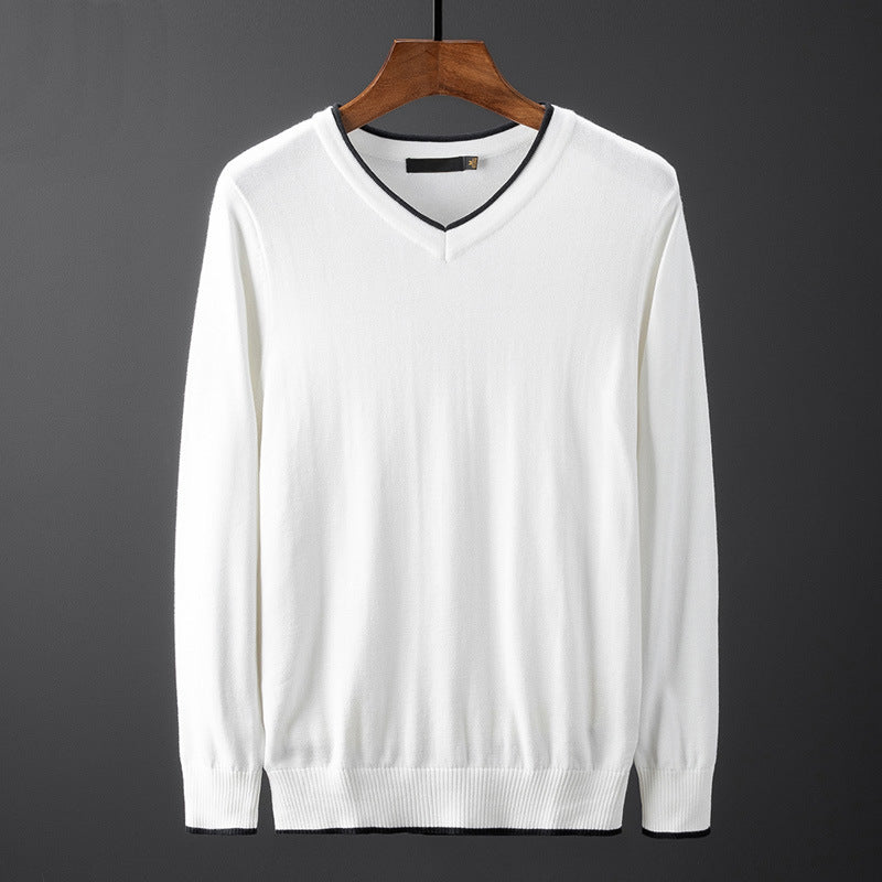 Herren V-Ausschnitt Pullover mit kontrastierendem Kragen Echoarchiv