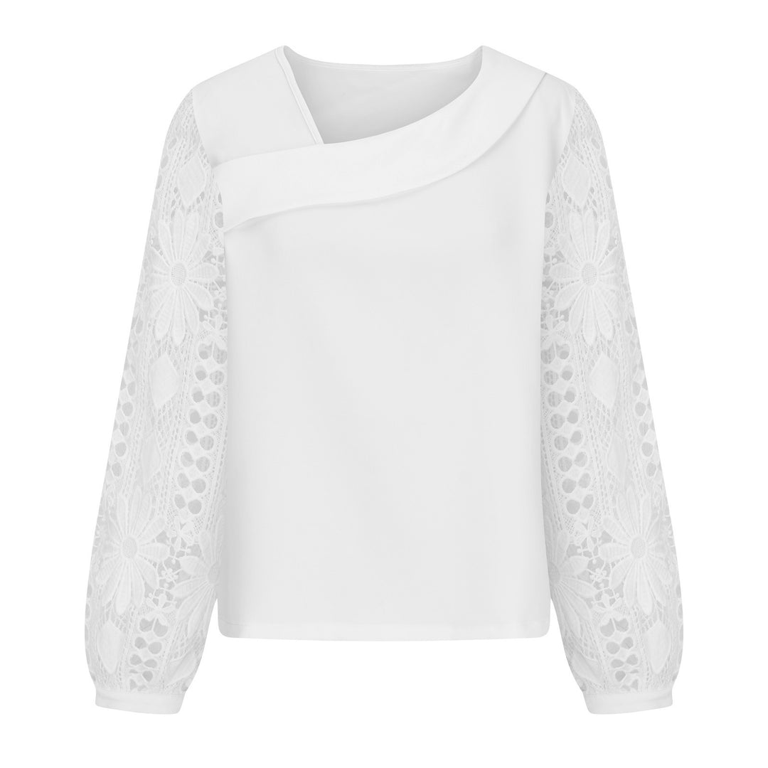 Damen Bluse mit quadratischem Ausschnitt und gehäkelten Spitzenärmeln Echoarchiv