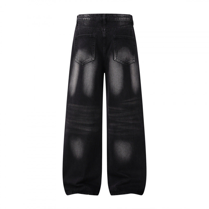 Damen Weite Highwaist-Jeanshose im Balloon-Schnitt mit Used‑Effekt und elastischem Saum Echo Archiv