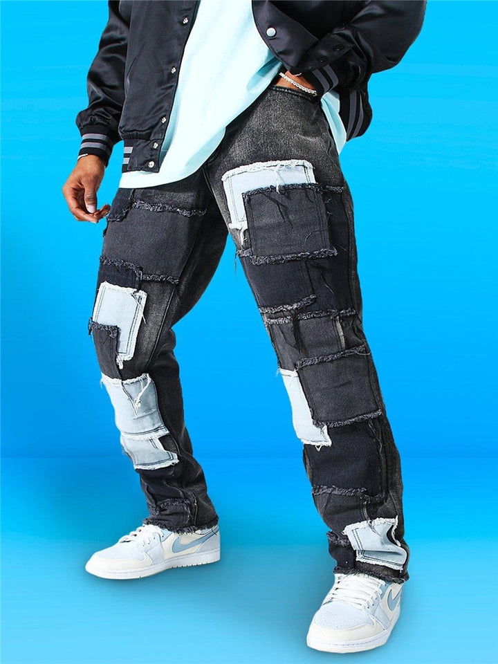Herren Zerrissene Patchwork Jeans Echoarchiv