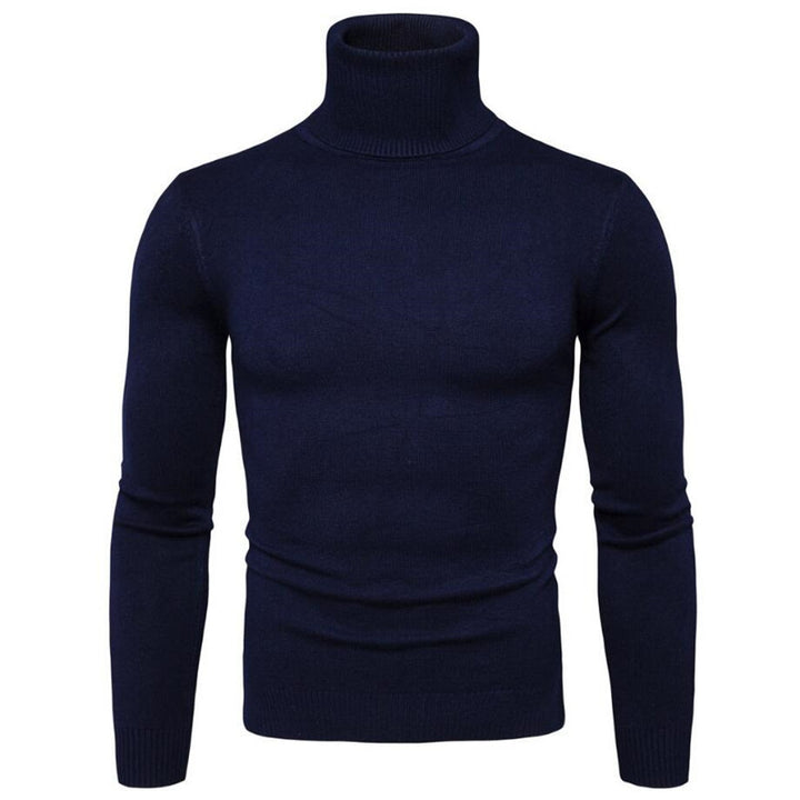 Herren Strickpullover mit hohem Kragen und schmalem Schnitt Echoarchiv