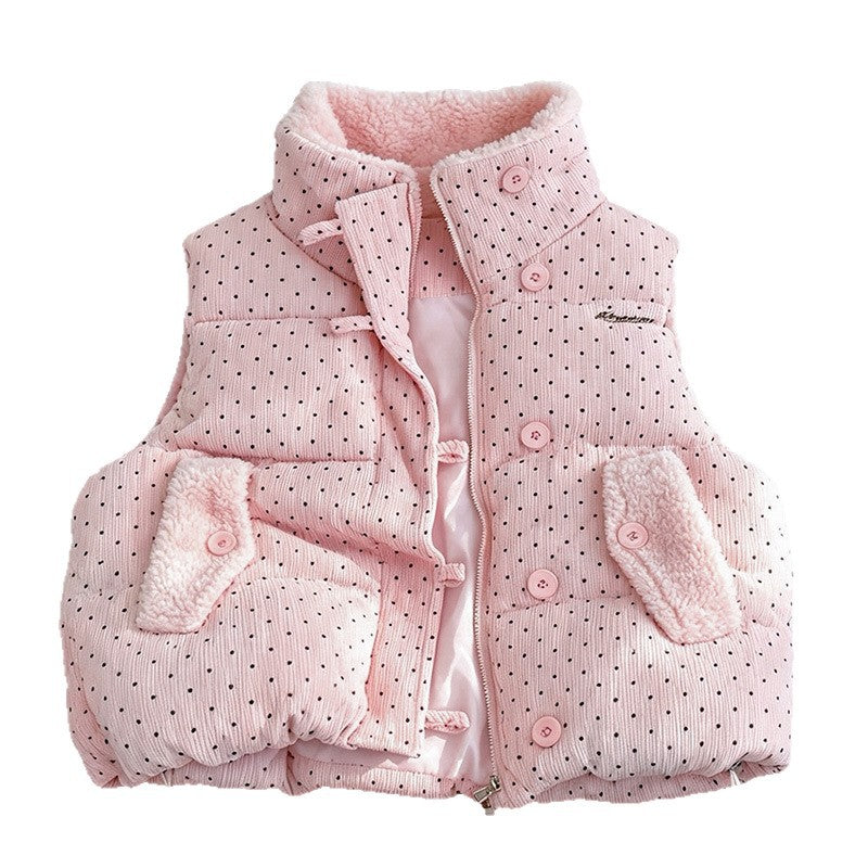 Damen wattierte Cord‑Optik Steppweste mit Teddyinnenfutter, Stehkragen und Kordelzugsaum – Avérine