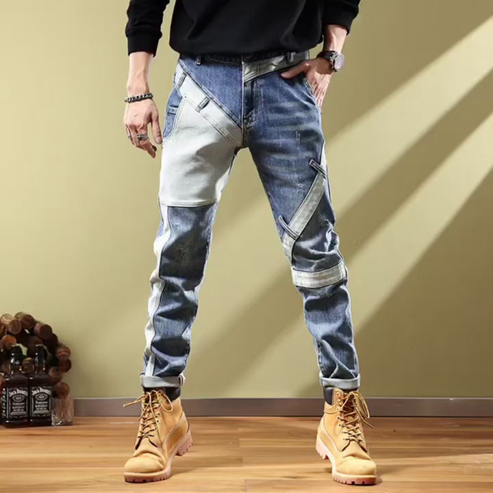Herren Modische Ripped Jeans mit kreativen Patches Echoarchiv 1788342747