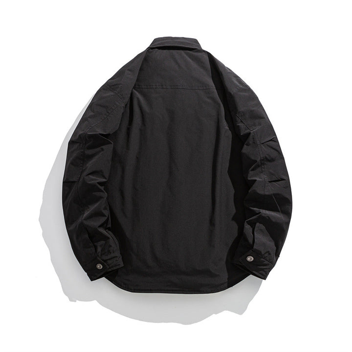 Herren Leicht wattierte Overshirt-Jacke mit Hemdkragen und Druckknopfblende Echoarchiv