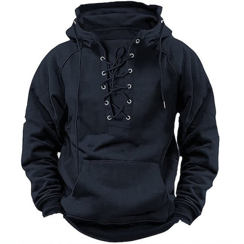 Herren Kapuzenpullover mit modernem Schnürdesign und weichem Innenfutter Echoarchiv
