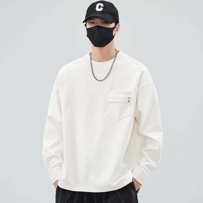 Herren lässiges Langarmshirt mit praktischer Brusttasche Echoarchiv