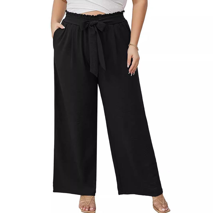 Damen Paperbag-Hose mit weitem Bein, Gummizug, Bindegürtel und Eingrifftaschen Echo Archiv