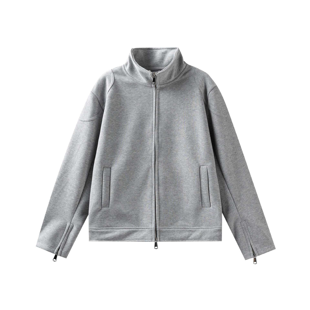 Unisex Hochgeschlossene Zip-Jacke aus French‑Terry mit Ärmelschlitzen und Eingrifftaschen Echoarchiv