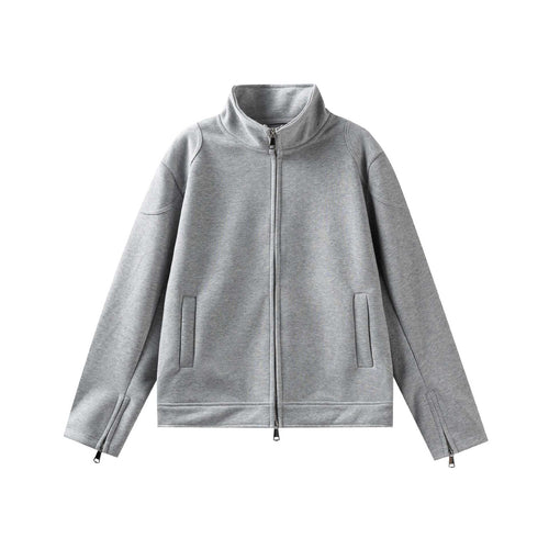 Unisex Hochgeschlossene Zip-Jacke aus French‑Terry mit Ärmelschlitzen und Eingrifftaschen Echoarchiv