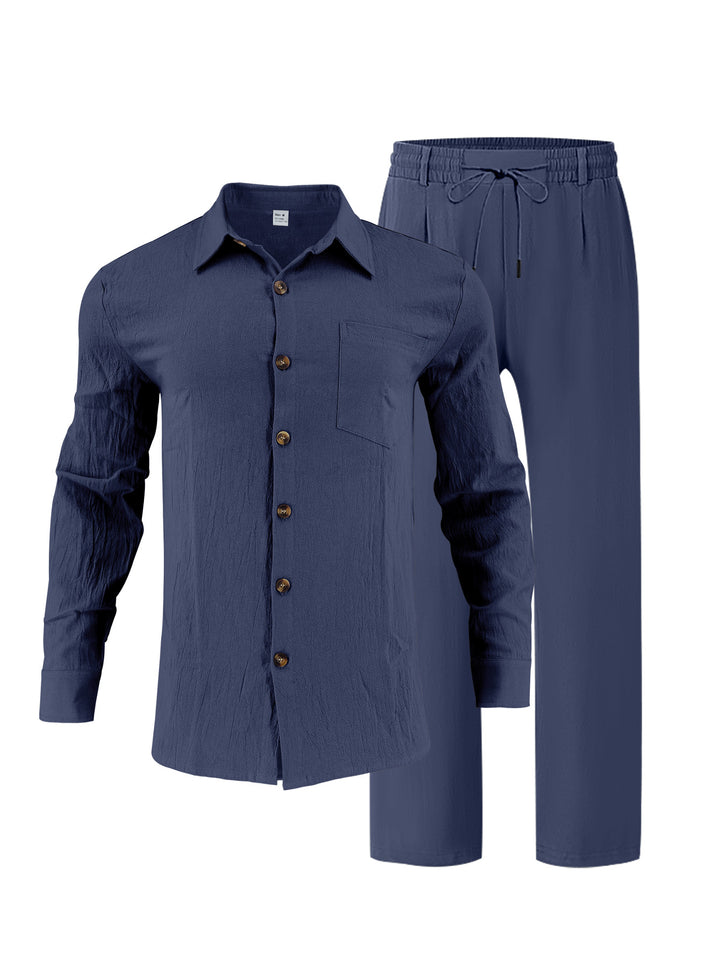 Herren lässiges Lounge-Set mit hochwertigem Hemd und bequemer Hose Echoarchiv