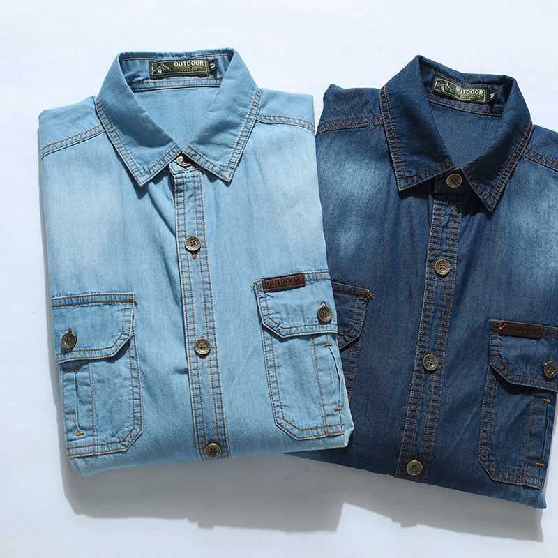 Herren Denim-Hemdjacke mit Utility-Taschen Echo Archiv
