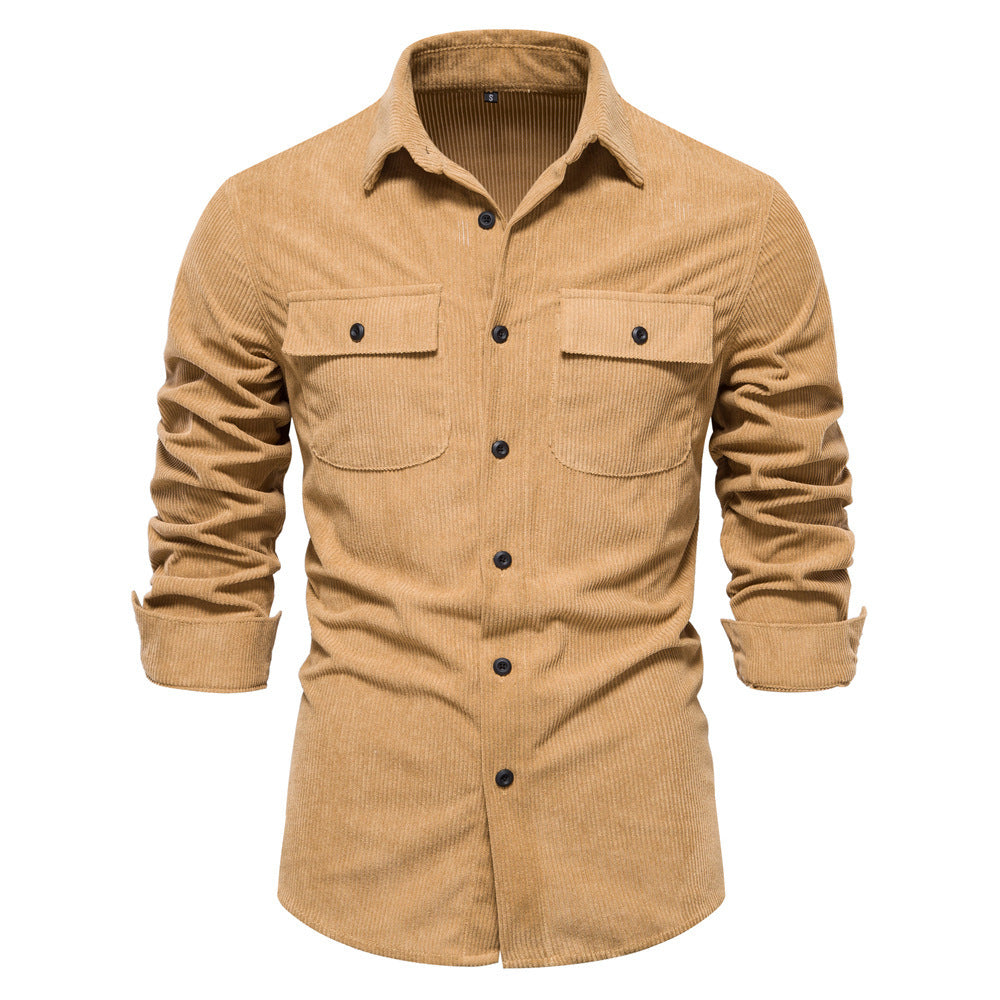 Herren nan feines Cord-Übershirt mit Brustpatten, durchgehender Knopfleiste und körpernaher Silhouette Echo Archiv
