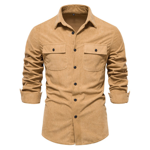 Herren nan feines Cord-Übershirt mit Brustpatten, durchgehender Knopfleiste und körpernaher Silhouette Echo Archiv