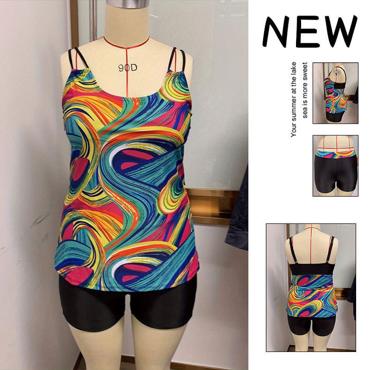 Damen Sportliche Tankini mit buntem Muster Echo Archiv