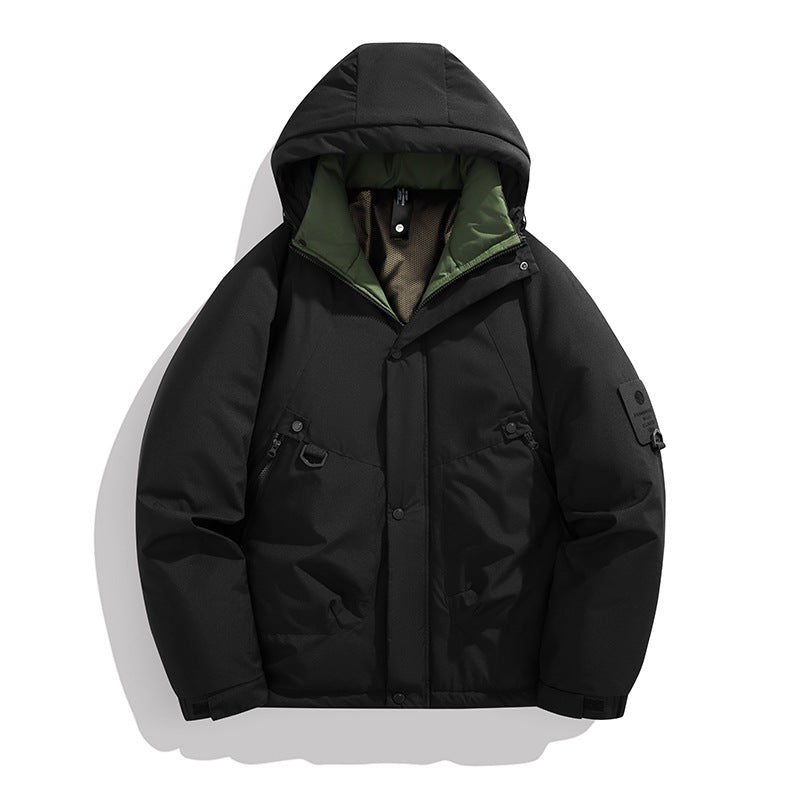 Herren Wattierte Outdoorjacke mit Kapuze, Multifunktionstaschen und winddichter Außenlage Echoarchiv