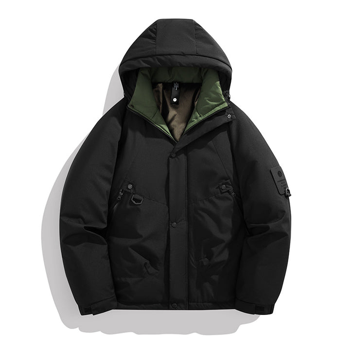 Herren Wattierte Outdoorjacke mit Kapuze, Multifunktionstaschen und winddichter Außenlage Echoarchiv