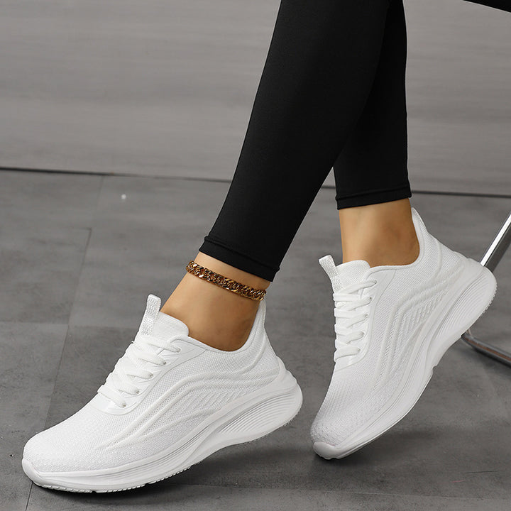 Damen Atmungsaktive Strick-Schnürsneaker mit ergonomischer Wedge-Dämpfung – Névara