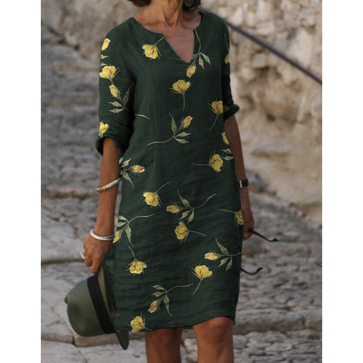 Damen Sommerliches Leinenkleid mit modernem Muster – Lunéa