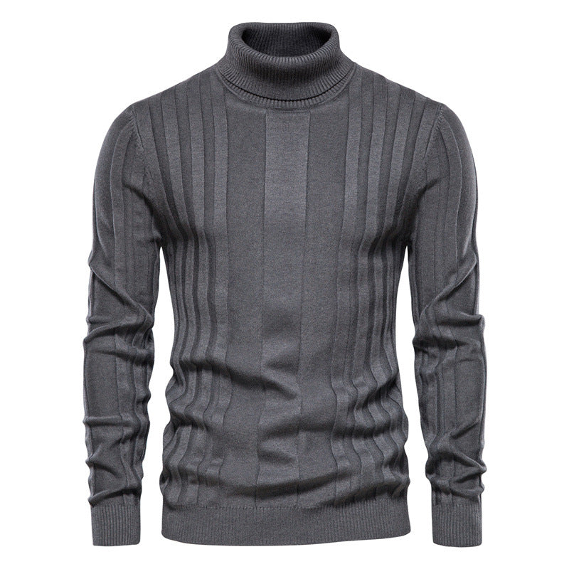 Herren Strickpullover mit hochgeschlossenem Kragen und eleganter Rippstruktur Echoarchiv