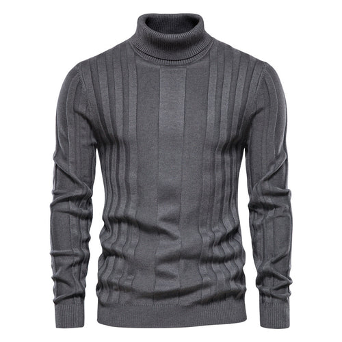 Herren Strickpullover mit hochgeschlossenem Kragen und eleganter Rippstruktur Echoarchiv