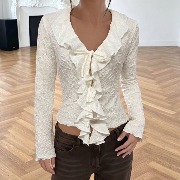 Damen Elegantes Oberteil mit Rüschendetails Echo Archiv