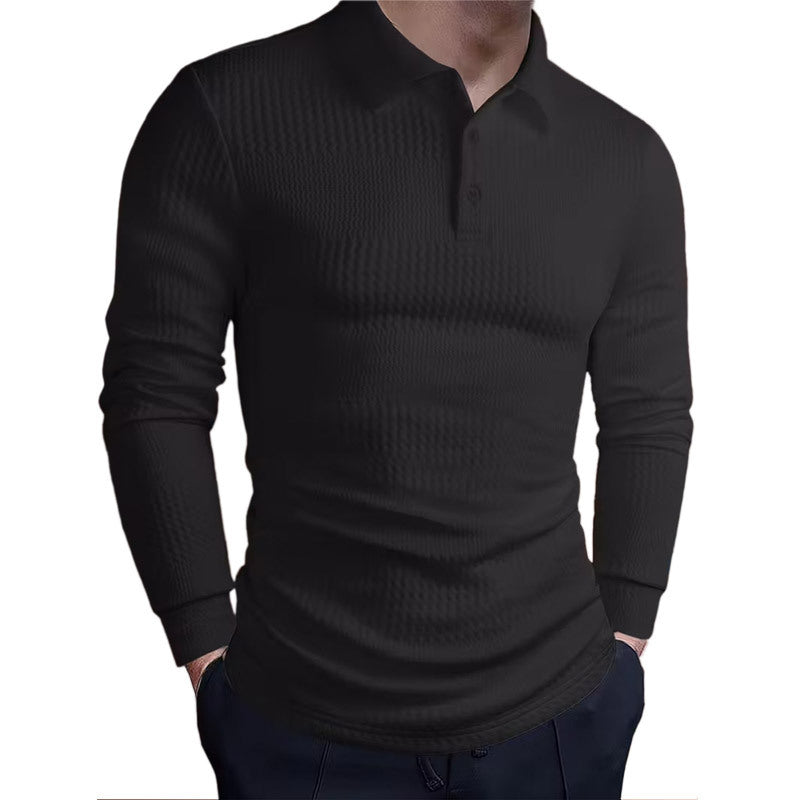 Herren nan tailliertes Waffelstrick-Poloshirt mit klassischem Polokragen Echo Archiv
